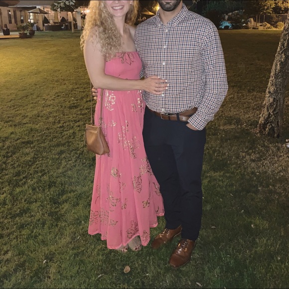 Free People Baja babe midi maxi dress pink gold Medium - Picture 5 of 6